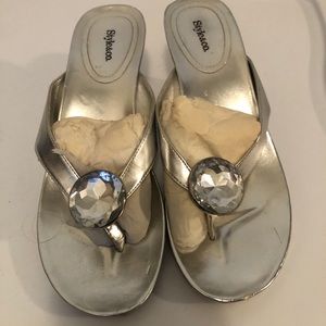 Silver wedge sandals